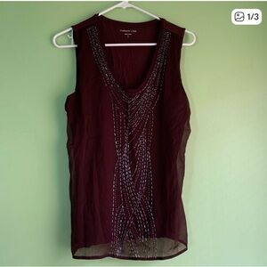 Deep Purple Embellished Tank Top